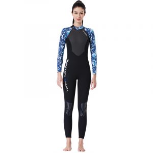 Fato de Neoprene Feminino 3mm - Preto & Azul padrão, P